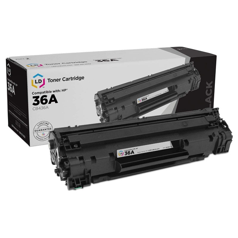 LD Products Compatible HP 36A Black Toner Cartridge Replacement CB436A for use in Hewlett Packard LaserJet Printers M1522n MFP, M1522nf MFP, P1505 & P1505n - Image 1